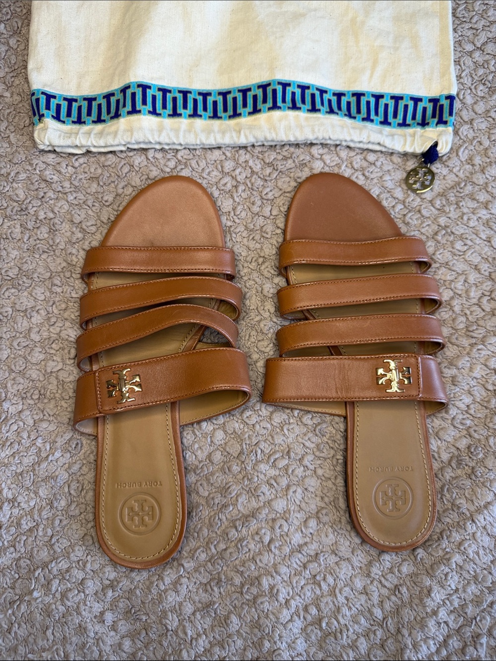 Tory Burch | Multi-Strap Leather Slide Sandals With Bag